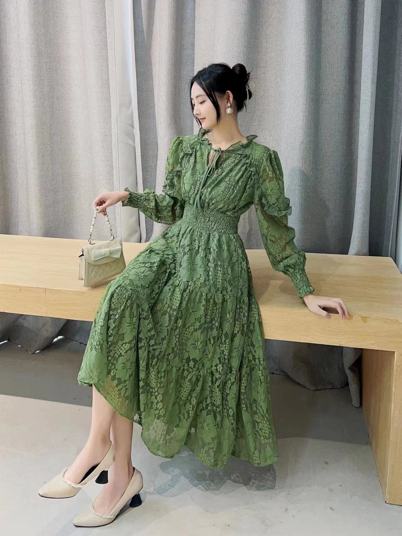Lace Long Sleeved Dress for Women
