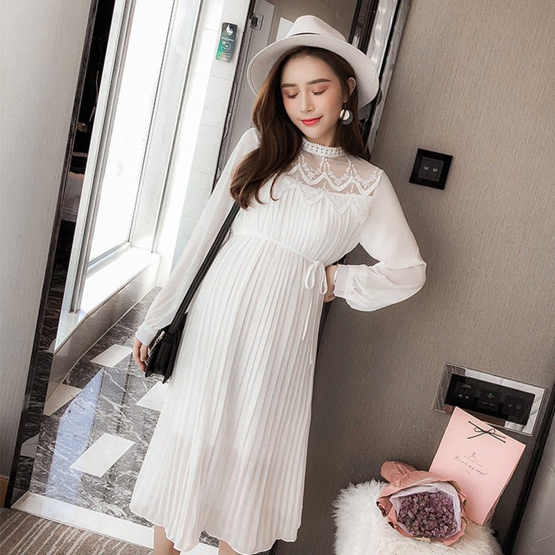 Elegant Pleated Maternity Gown