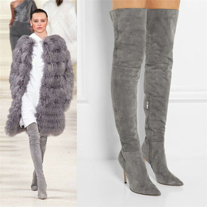 Faux Fur Martin Boots with Rubber Pointed Stiletto Heel