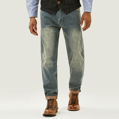Vintage Stripe Loose Jeans for Men