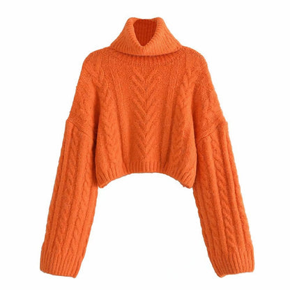 Women's Loose Turtleneck Eight-Strand Wool Sweater