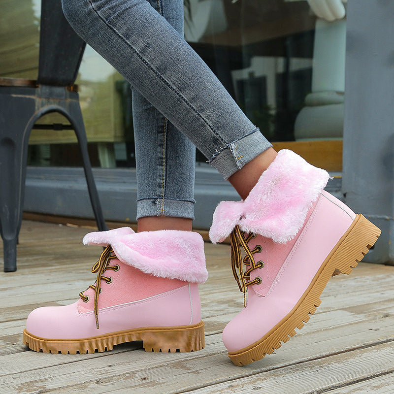 Chic Winter Lace-Up Ankle Boots