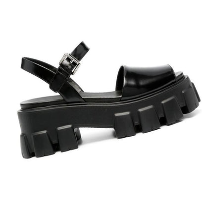 Chic Hollow Buckle Platform Sandals