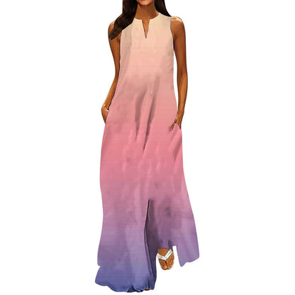 V-neck Floral Pocket Dress for Women