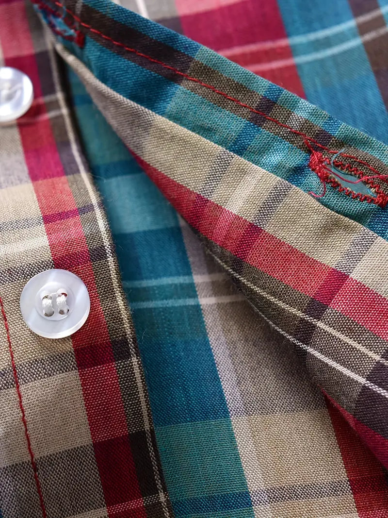 Boys Summer Plaid Short Sleeve Shirt