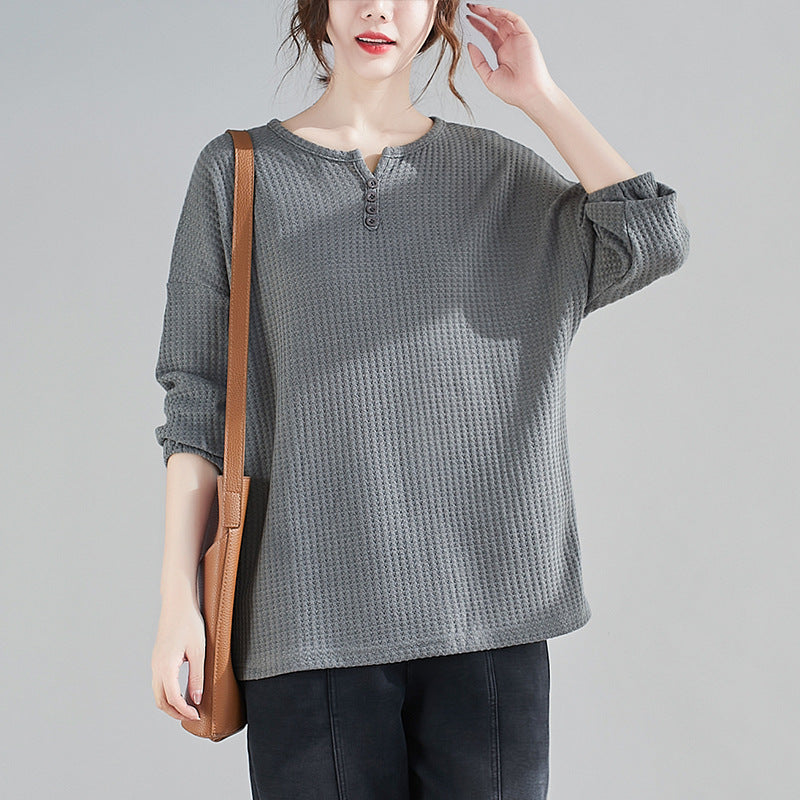 Plus Size Chic Solid Round Neck Top