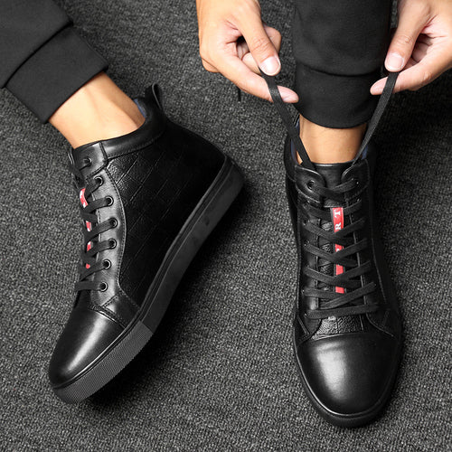 Men's High-Top Martin Boots with Fleece Lining