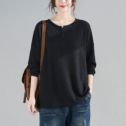 Plus Size Chic Solid Round Neck Top
