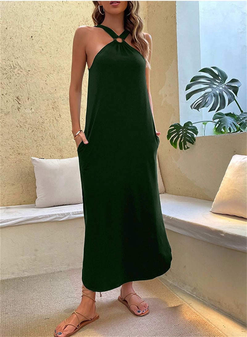 Off-Shoulder Casual Long Pocket Dress