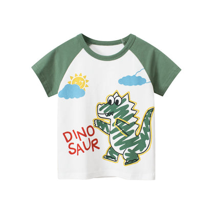 Cute Cartoon Dinosaur Short Sleeve T-Shirt for Boys