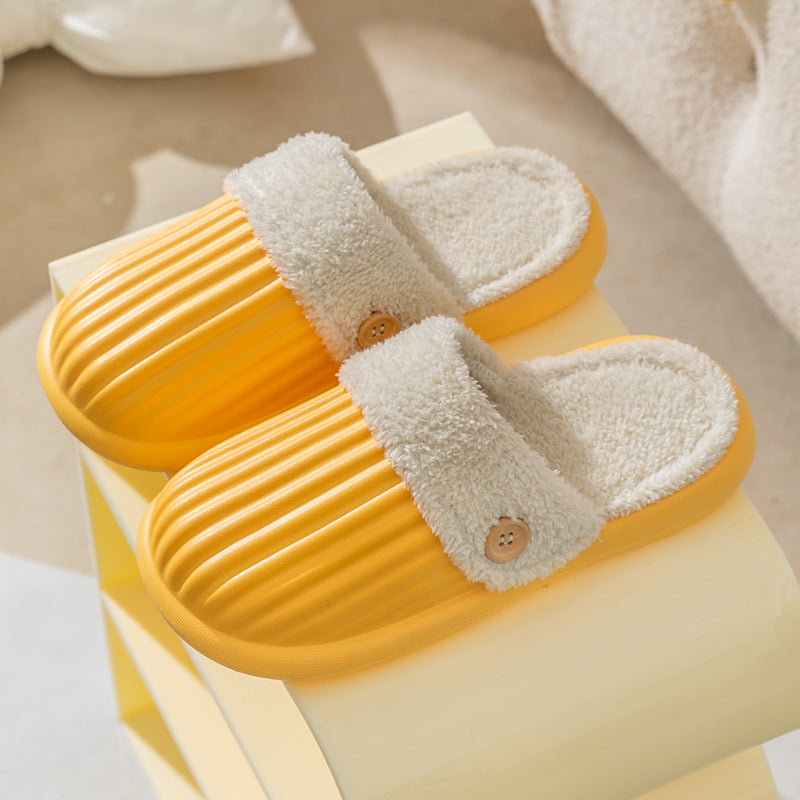 Detachable Stripe Design Winter House Slippers for Women