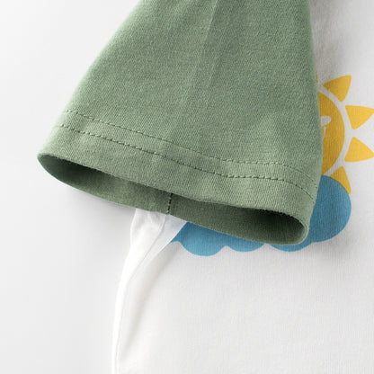 Cute Cartoon Dinosaur Short Sleeve T-Shirt for Boys