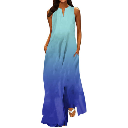 V-neck Floral Pocket Dress for Women