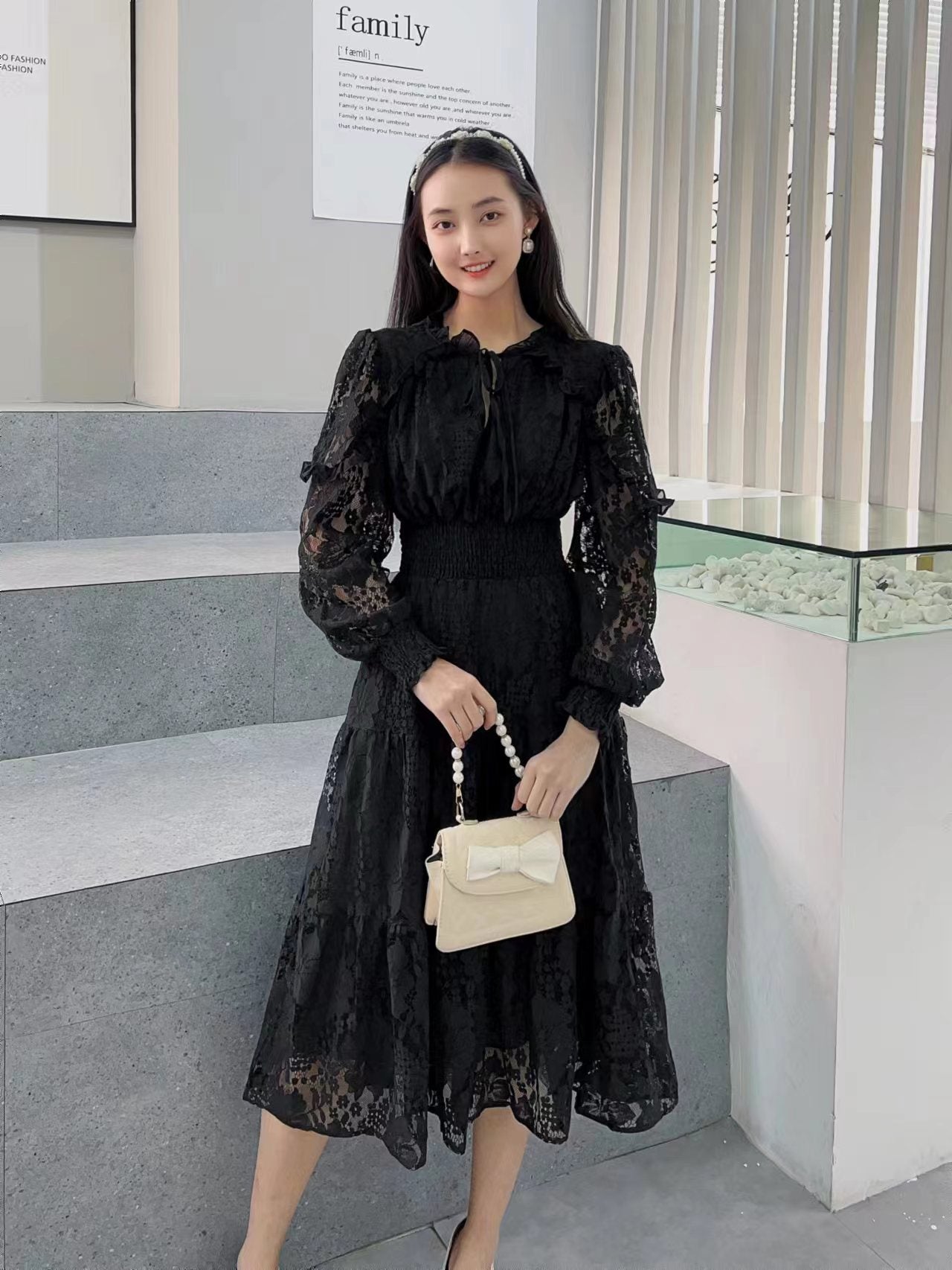 Lace Long Sleeved Dress for Women