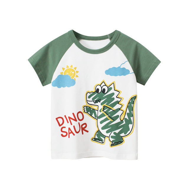 Cute Cartoon Dinosaur Short Sleeve T-Shirt for Boys
