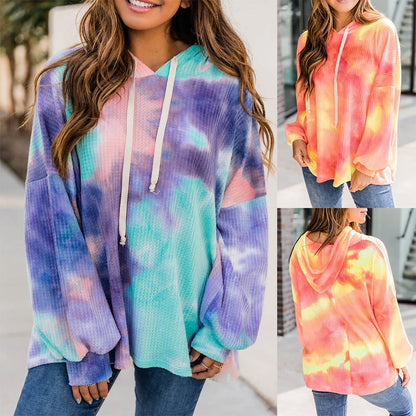 Ladies Tie Dye Hooded Long Sleeve Sweatshirt