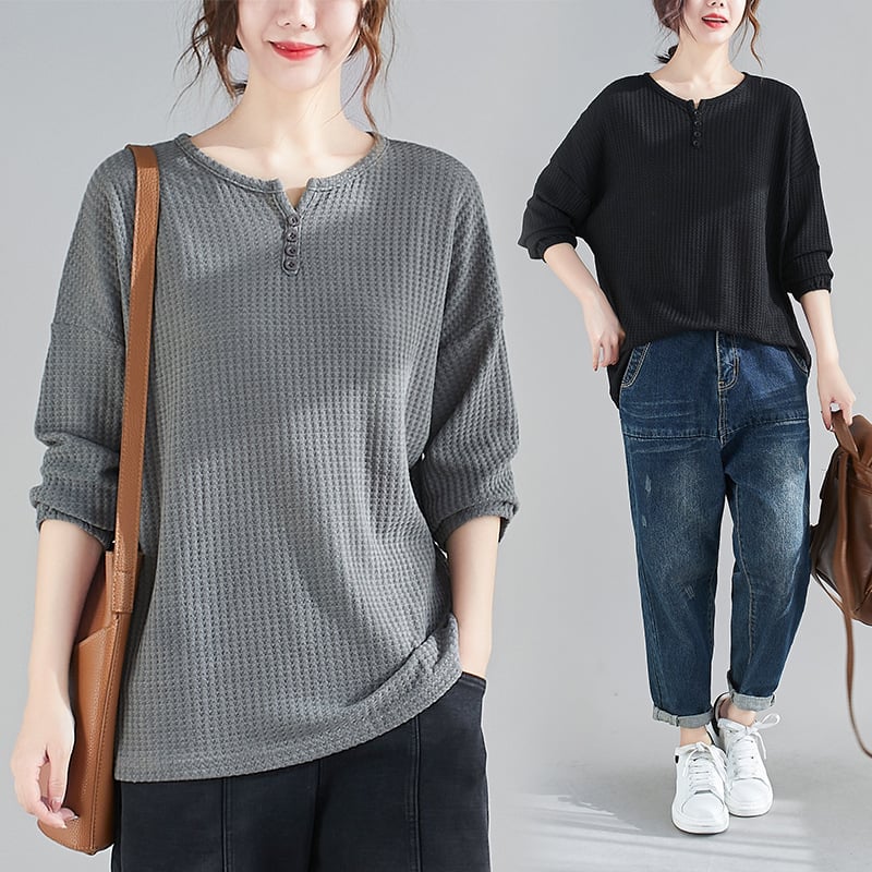Plus Size Chic Solid Round Neck Top