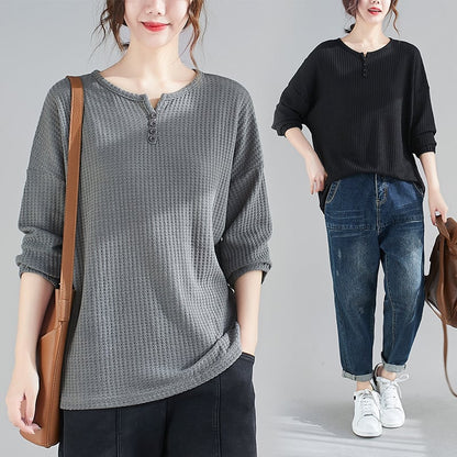 Plus Size Chic Solid Round Neck Top