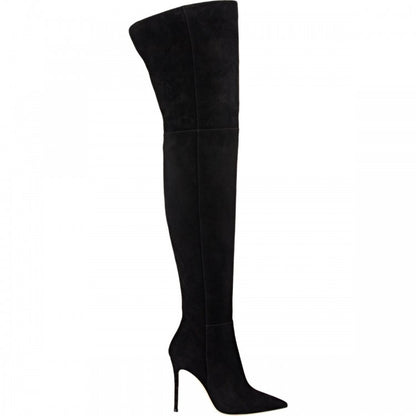 Faux Fur Martin Boots with Rubber Pointed Stiletto Heel