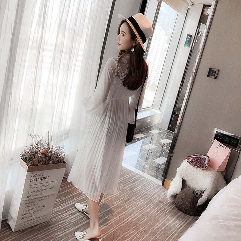 Elegant Pleated Maternity Gown