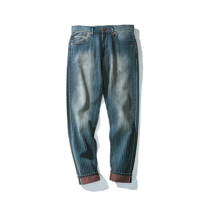 Vintage Stripe Loose Jeans for Men