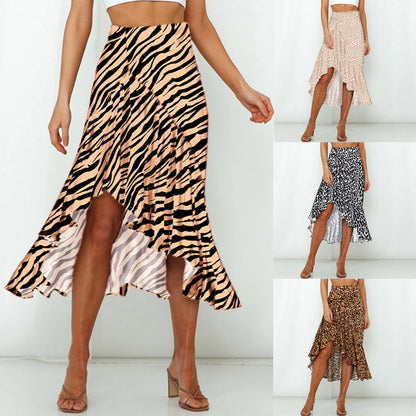 Leopard Print Floral A-Line Skirt in 4 Colors