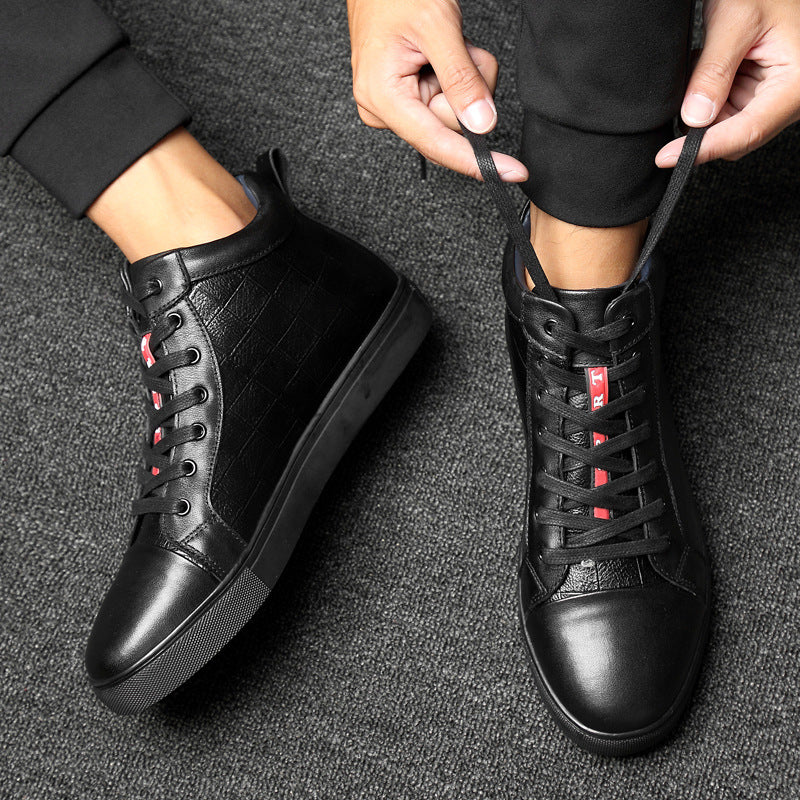 Men's High-Top Martin Boots with Fleece Lining