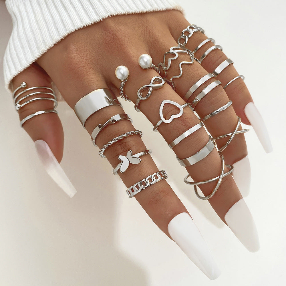 Butterfly Ring Multi Joint 22 Piece Set