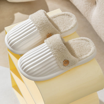 Detachable Stripe Design Winter House Slippers for Women