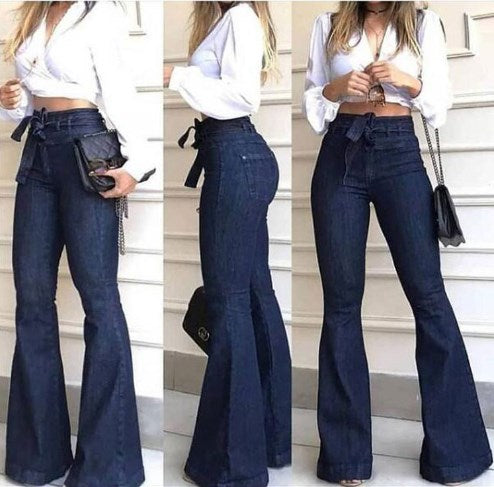 Women's High Waist Slim Fit Flared Boot Cut Jeans