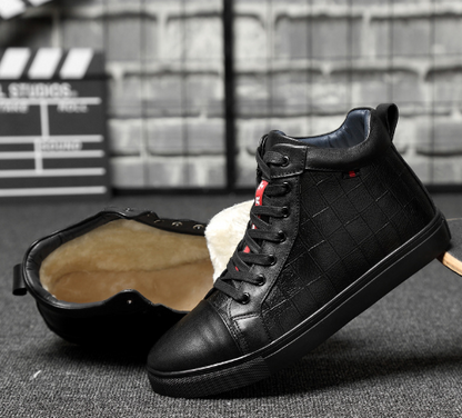 Men's High-Top Martin Boots with Fleece Lining
