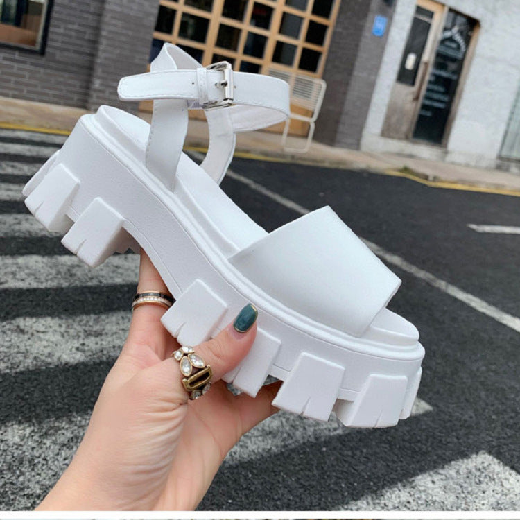 Chic Hollow Buckle Platform Sandals