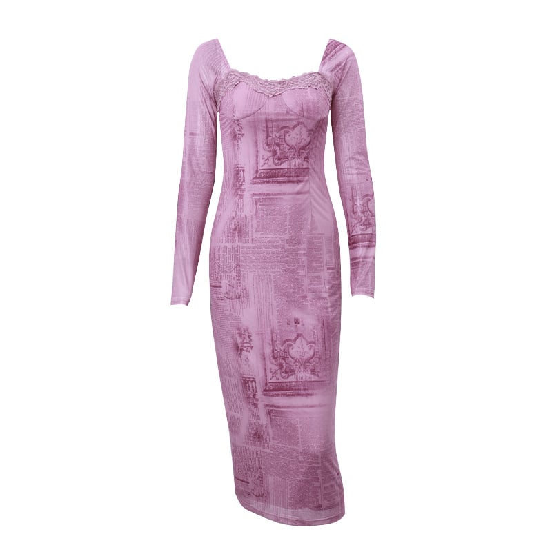 Chic Square Neckline Retro Dress