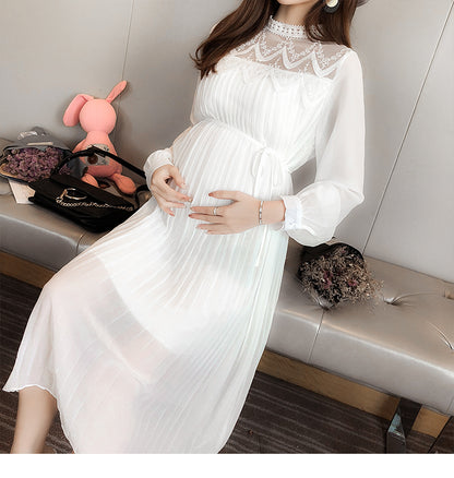 Elegant Pleated Maternity Gown