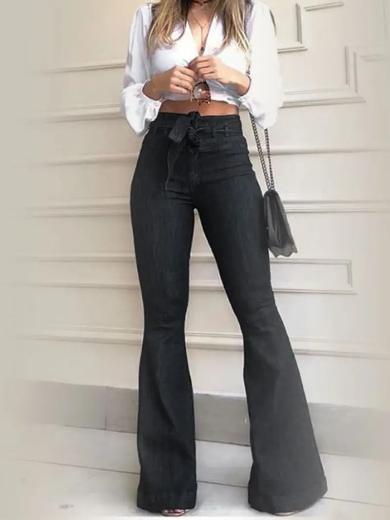 Women's High Waist Slim Fit Flared Boot Cut Jeans