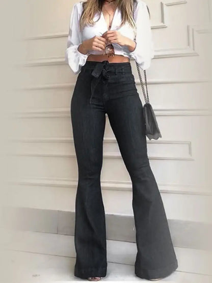 Women's High Waist Slim Fit Flared Boot Cut Jeans