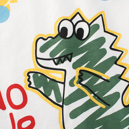 Cute Cartoon Dinosaur Short Sleeve T-Shirt for Boys