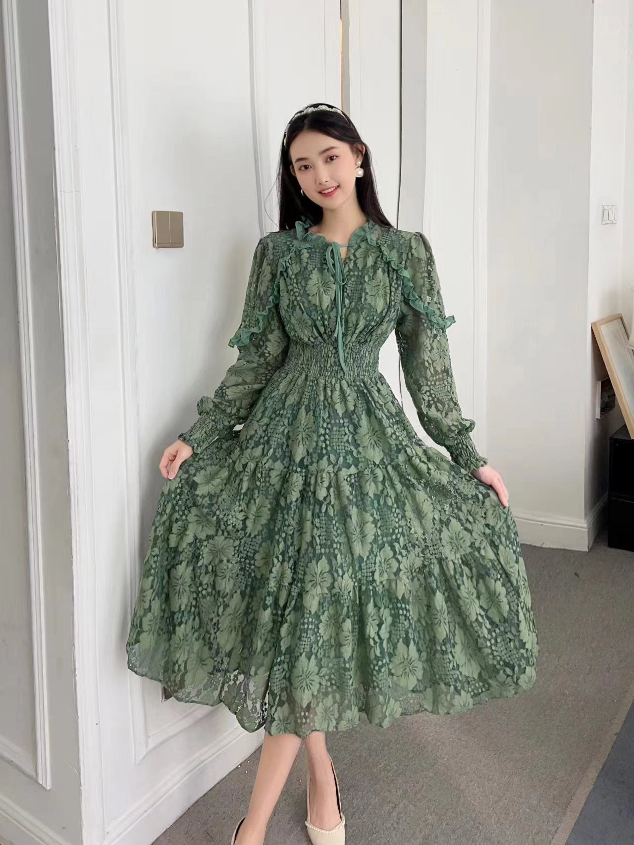 Lace Long Sleeved Dress for Women