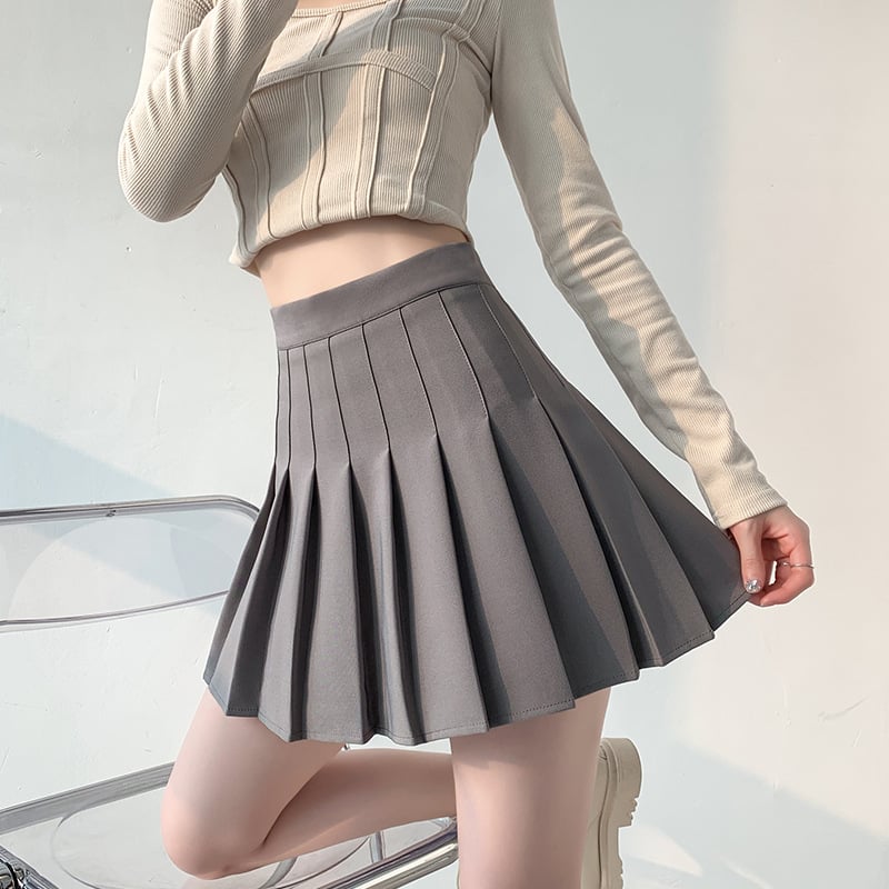 Japanese High Waist Pleated Summer Skirt for Women