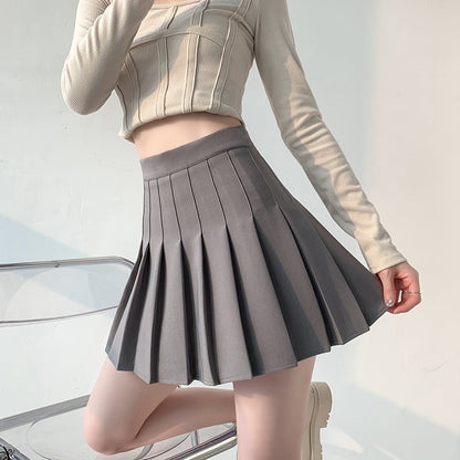 Japanese High Waist Pleated Summer Skirt for Women