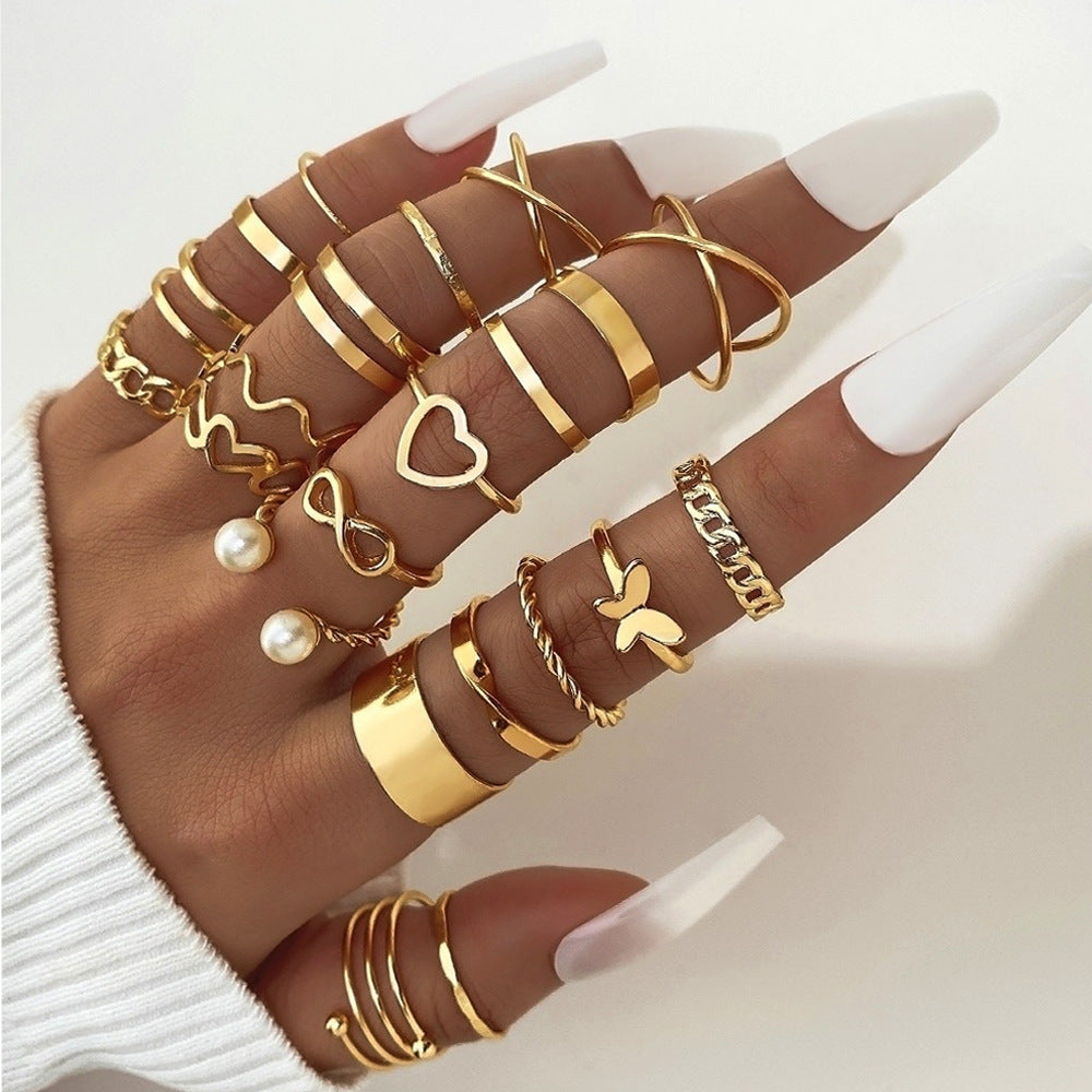 Butterfly Ring Multi Joint 22 Piece Set