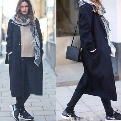 Ladies Over-Knee Slimming Padded Woolen Coat
