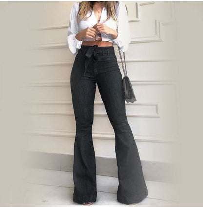 Women's High Waist Slim Fit Flared Boot Cut Jeans