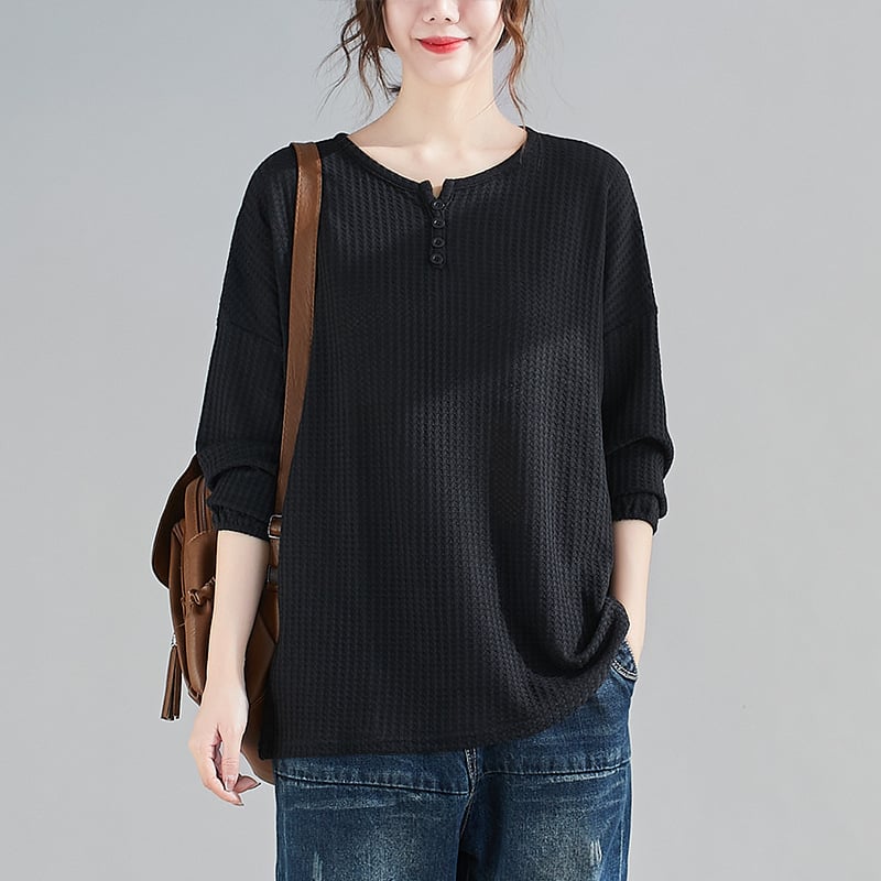 Plus Size Chic Solid Round Neck Top