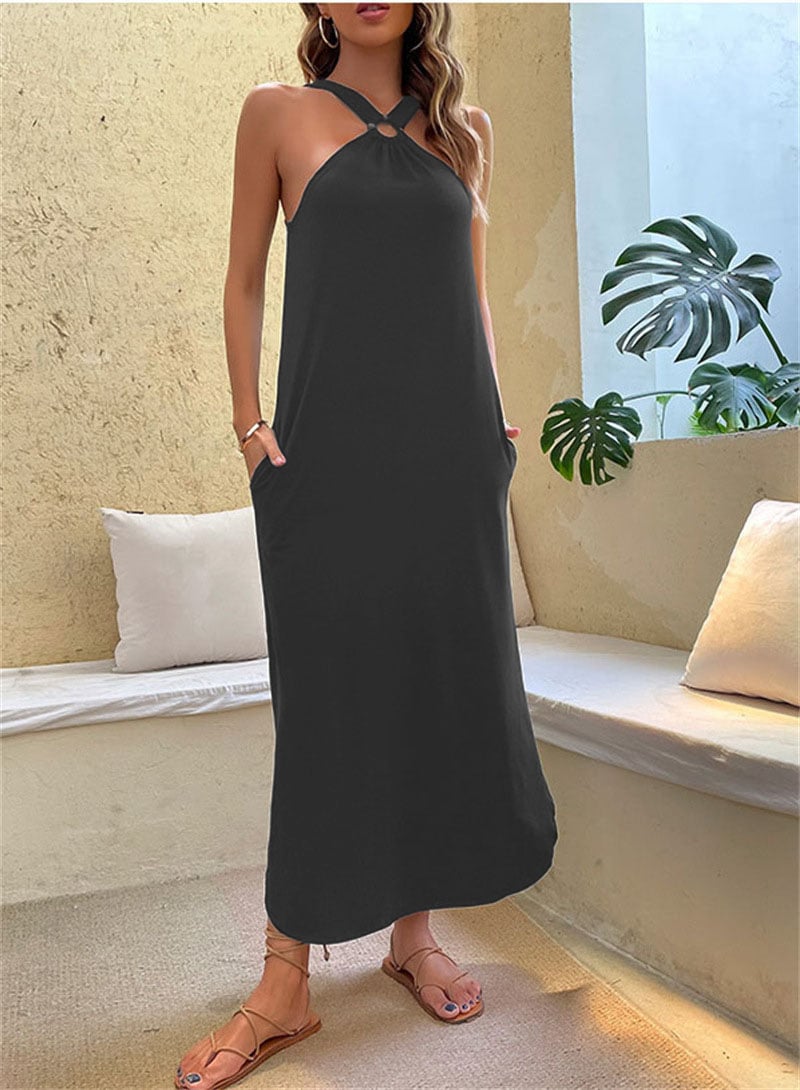 Off-Shoulder Casual Long Pocket Dress