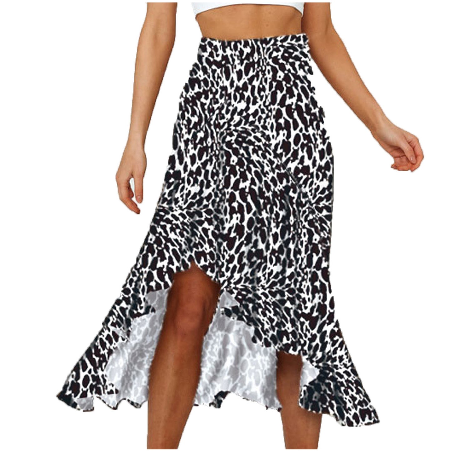 Leopard Print Floral A-Line Skirt in 4 Colors