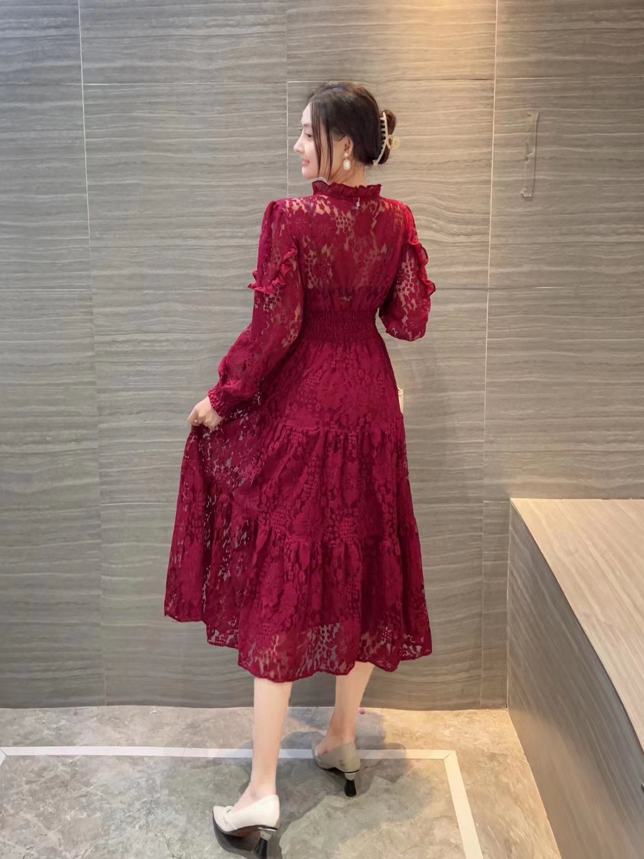 Lace Long Sleeved Dress for Women