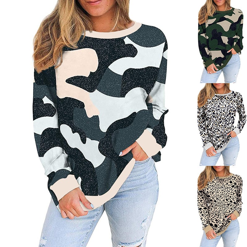Ladies' Camo Leopard Long Sleeve Shirt